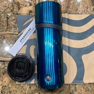 STARBUCKS Vacuum-Insulated, Banded SS Emerald Tumbler, 16 fl oz, NWT